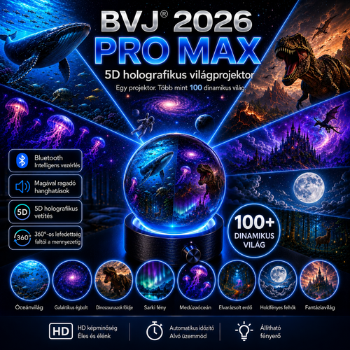 BVJ® 2026 PRO MAX 5D intelligens világprojektor 🌎 Több mint 100 magával ragadó világ létrehozása Bluetooth vezérléssel és hangeffektekkel