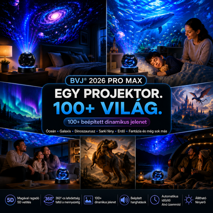 BVJ® 2026 PRO MAX 5D intelligens világprojektor 🌎 Több mint 100 magával ragadó világ létrehozása Bluetooth vezérléssel és hangeffektekkel